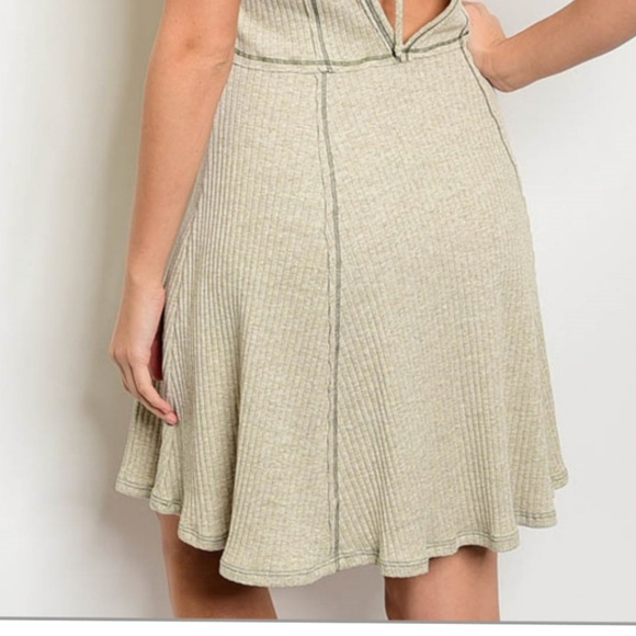 💋BEIGE RIBBED SKATER DRESS💋 - Picture 6 of 6